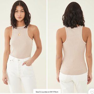AGOLDE rib high neck tank latte size medium